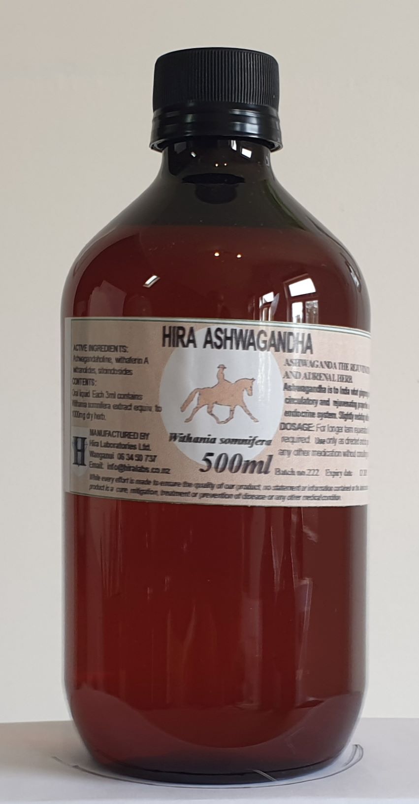 500ml amber bottle contains ashwagandha extract