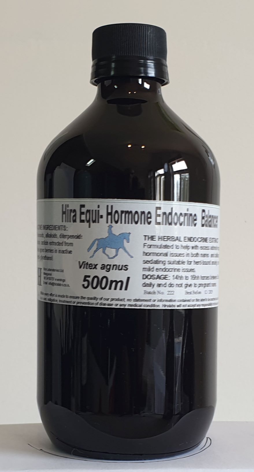 Amber bottle contains 500ml of Vitex agnus-castus