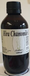 An amber bottle contains 200ml chamomile extract